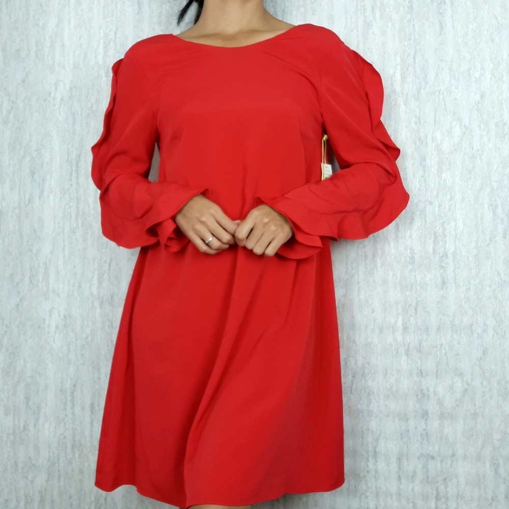 CeCe ruffle  A-line midi dress